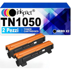 INKPACT toneris su mikroschema, suderinamas su Brother TN1050 TN-1050 kasetėmis, skirtomis DCP-1612W HL-1110 HL-1210W HL-1112 HL-1212W DCP-1510 DCP-1610W MFC-1810 MFC-1910W DCP-1512 (juodas, 2 vnt.)