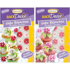 Günthart BackDecor Saldžių gėlių rinkinys, pagamintas iš plonos glazūros, baltos, raudonos ir rožinės spalvos, tinka visiems saldumynams valgyti