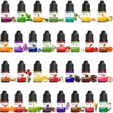 Food Flavour Drops - 30 Liquid Concentrated Food Aroma Oil for Baking, Cooking, Drinks - Water and Oil Soluble Aroma Oil Food Flavouring for Lip Balm and Soap Making
