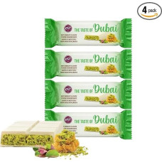 Elit Original Weiße Dubai Schokolade - Pistaziencreme & knuspriger Kadayefe - Orientalische Praline aus Premium-Weißer Schokolade in Form gefüllt mit Engelshaar und Pistazie (4 Stück)