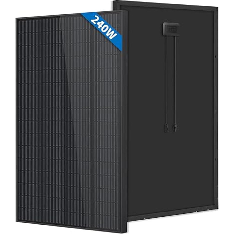 Firefly Energy 240 W Mono-crystalline Solar Panel, Black for Balcony, Garden, RV, Boat, Trailer