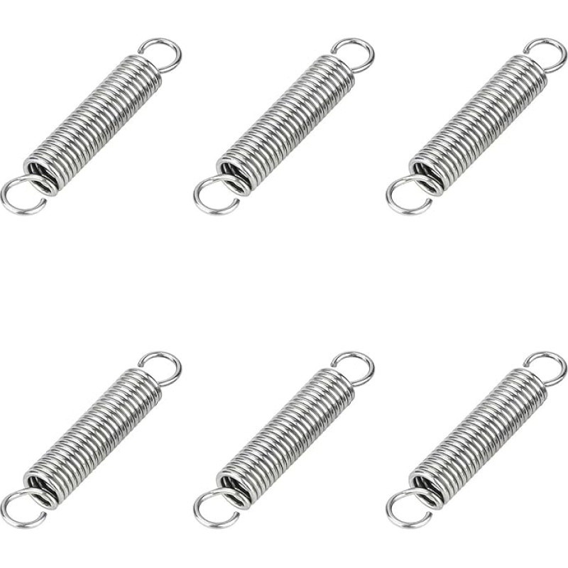 Double Hook Tension Spring Wire Diameter 1.2mm Outer Diameter 10mm Length 100mm Extended Compression Springs Stainless Steel Replacement Springs 6pcs