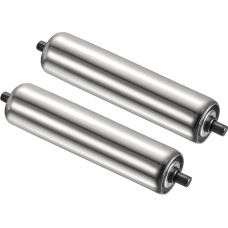 PATIKIL 2 Pack Conveyor Wheels 2 Inch Diameter 10 Inch Stainless Steel Gravity Transfer Replacement Part Galvanised End Silver