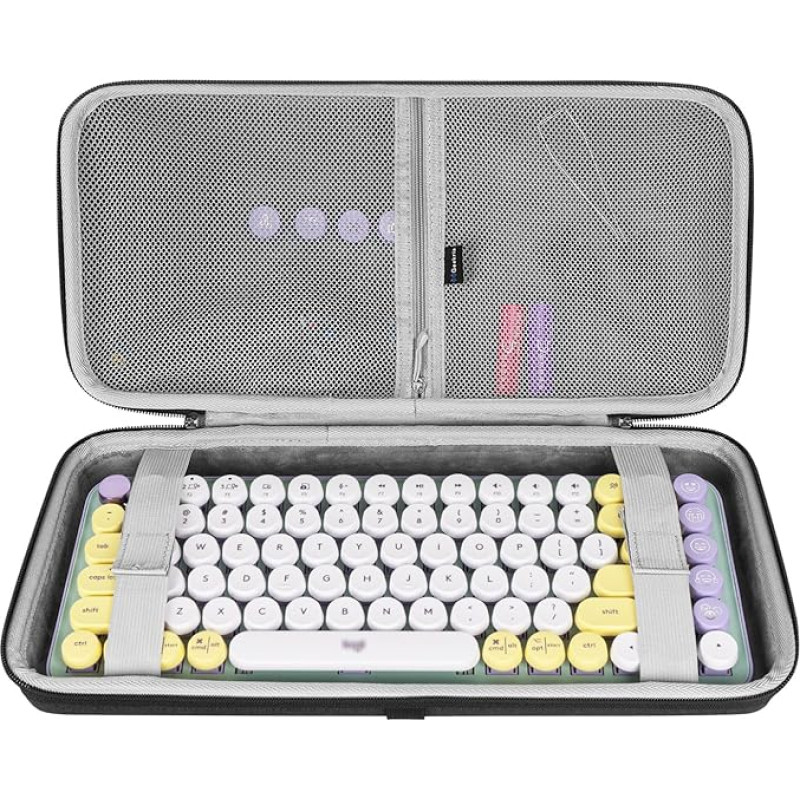 GEEKRIA 75% Keyboard Case, Hard Shell Travel Carrying Bag for 84 Key Portable Gaming Keyboard, Compatible with Keychron K2, Logitech POP Keys Mechanical/MX Mechanical Mini Keyboard (Extra Space)