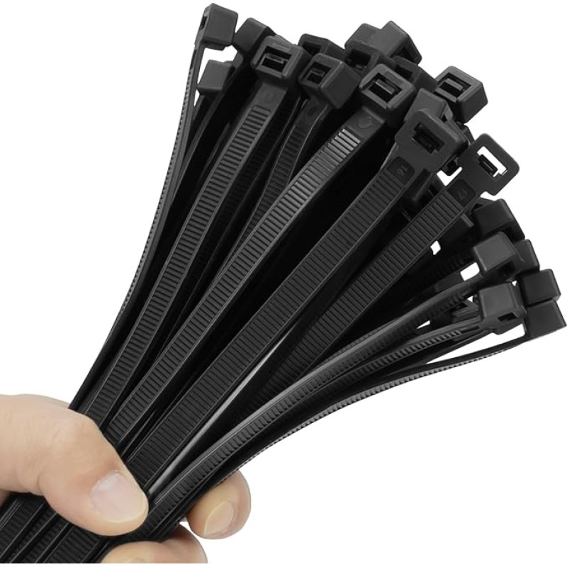 XINGO Pack of 100 Long Cable Ties, Black, 450 mm x 9 mm Wide Cable Ties, 114 kg Tensile Strength, UV Resistant Cable Ties, Long Set, Large Cable Ties for Cable Management