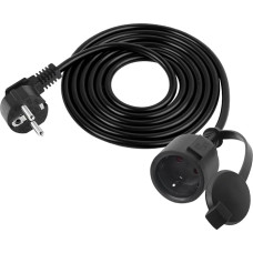 RIIEYOCA 90 laipsnių Shucko lauko ilgintuvas, trumpas įžeminimo kontaktų ilgintuvas, juodas, nuo vyriškos iki moteriškos lyties su vandeniui atspariu dangteliu (2 m)