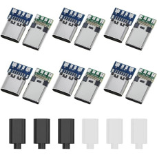 RtottiM 18 Pieces USB 3.1 Type C Male 24 Pins Male & Female SMT Type with Connector Board USB Breakout Board Male
