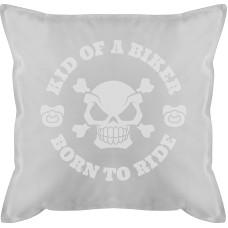 Pagalvėlė 50 x 50 cm - Pareiškimas su posakiais - Dviratininko vaikas gimęs važiuoti - 50 x 50 cm - Pilka - Juokingi posakiai čiulptuko pagalvėlės užvalkalas Posakiai pagalvėlės užvalkalas ir užpildas posakis Vaikai dviratis sofa motociklas