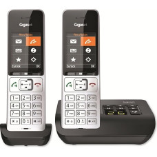 Gigaset Comfort 500A Duo Analogue Telephone, Silver/Black, 2 Handsets