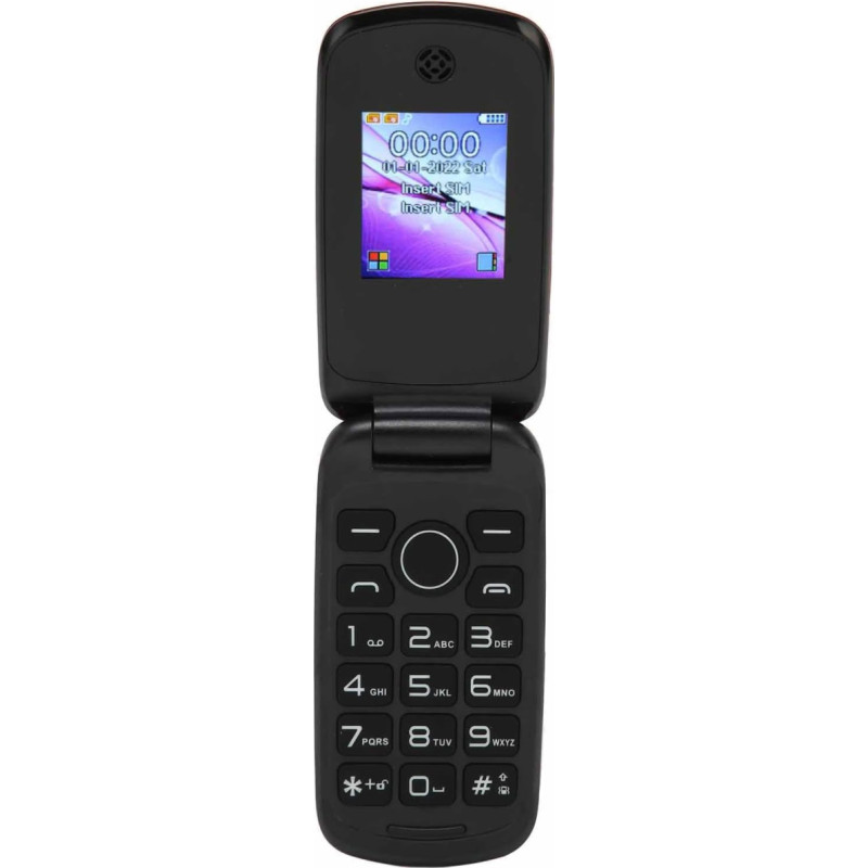 Atlenkiamas telefonas senjorams, atrakintas, 3G LTE dviejų SIM kortelių telefonas su dideliais mygtukais, galingu garsiakalbiu, dideliais mygtukais ir LED lemputėmis, SOS funkcija, ilgas (raudonas)