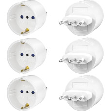 Travel Adapter, 6 Pieces Europe/Germany to Italy Travel Adapter, Type L Socket Adapter, Travel Plug for Italy, Syria, Uruguay, Chile, Maldives - White