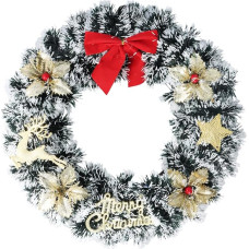 Weihnachtskranz, Weihnachtskränze für Haustür, 33 cm, künstlicher Blumenkranz, Festival-Dekoration, Haustür, hängende Girlande, Kränze, Urlaub, Heimdekoration, für drinnen und draußen, Weiß