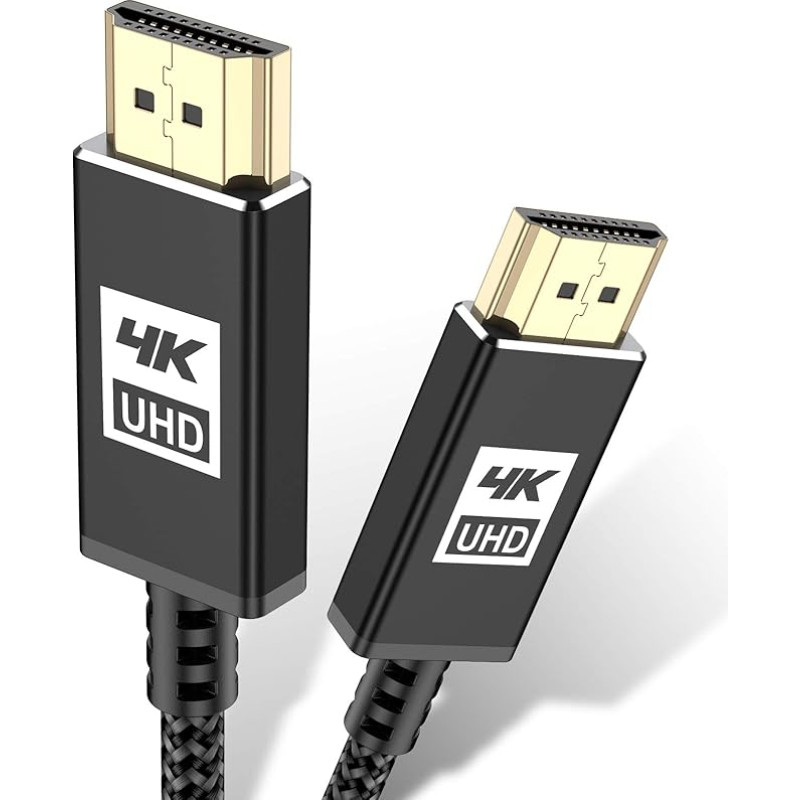 AviBrex 4K HDMI cable, 4K @ 60Hz 18Gbps high speed HDMI 2.0 nylon braided cable, gold-plated connectors with Ethernet/Audio return channel, compatible with video 4K UHD 2160p, HD 1080p