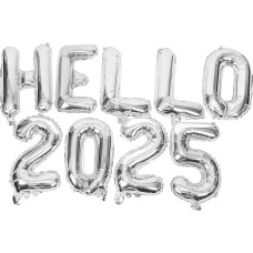 Warmhm 1 rinkinys 2025 balionų klasė 2025 dekoracijos Naujųjų metų išvakarių vakarėlio dovanos Balionų dekoracijos 2025 numerio balionas Laimingų Naujųjų metų dekoracijos Abėcėlės balionai Aliuminio folija Sidabras
