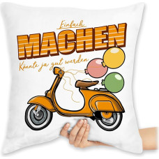 Marškinėlių pagalvėlė 40 x 40 cm Dekoratyvinė pagalvėlė - pareiškimas su posakiais - Einfach Machen! Könnte ja gut Werden - 40 x 40 cm - Baltas - Su posakiu Posakiai Make Speaking Funny