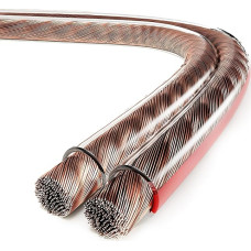 conecto Speaker Cable CCA 2 x 1.50 mm², 50.0 m, Audio Cable with Polarity Marking for HiFi Speakers Boxes Subwoofer, Transparent