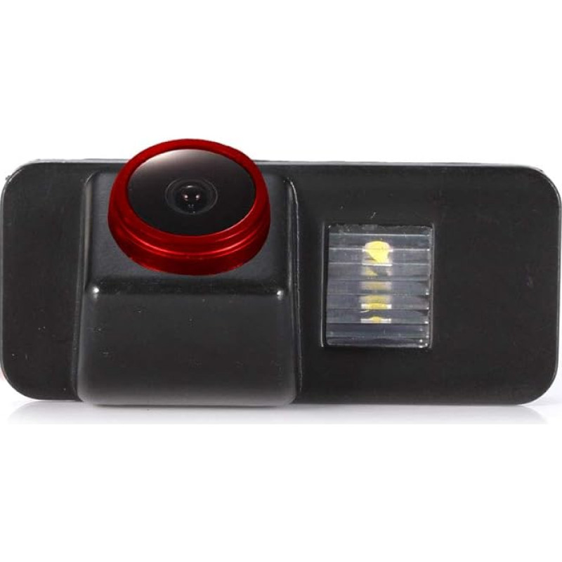 Cool Red: 1280 x 720 pikselių 1000TV linijų Aukštos kokybės 18 mm objektyvas Automobilio numerio ženklo apšvietimo atbulinės eigos kamera, skirta Ford Mondeo BA7 nuo 2007 m. / Focus II Facelift C/Kuga nuo 2008 m. / S-Max nuo 2006 m.