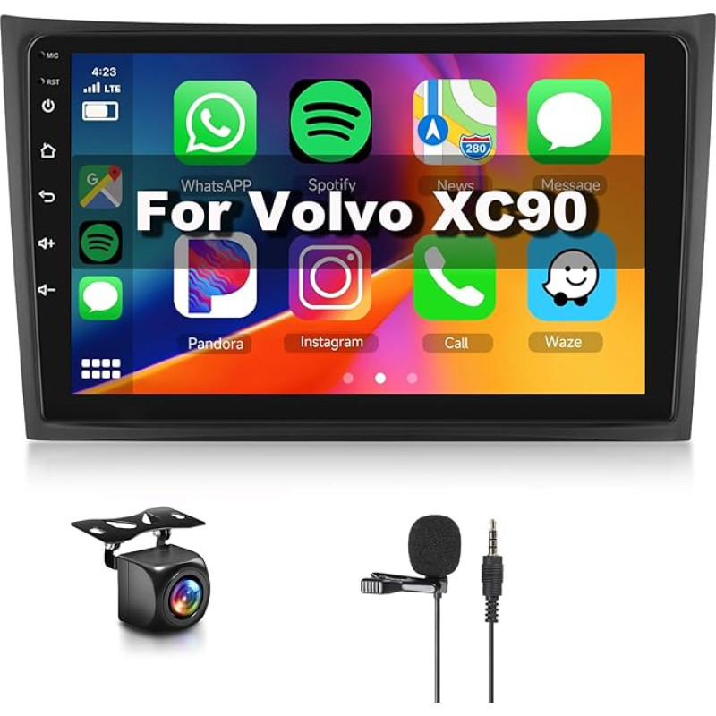 Hodozzy Carplay Car Radio for Volvo XC90 2004-2013 Android Car Radio with Sat Nav, 10 Inch Touchscreen with Android Car/WiFi/GPS/RDS/FM/Bluetooth/USB