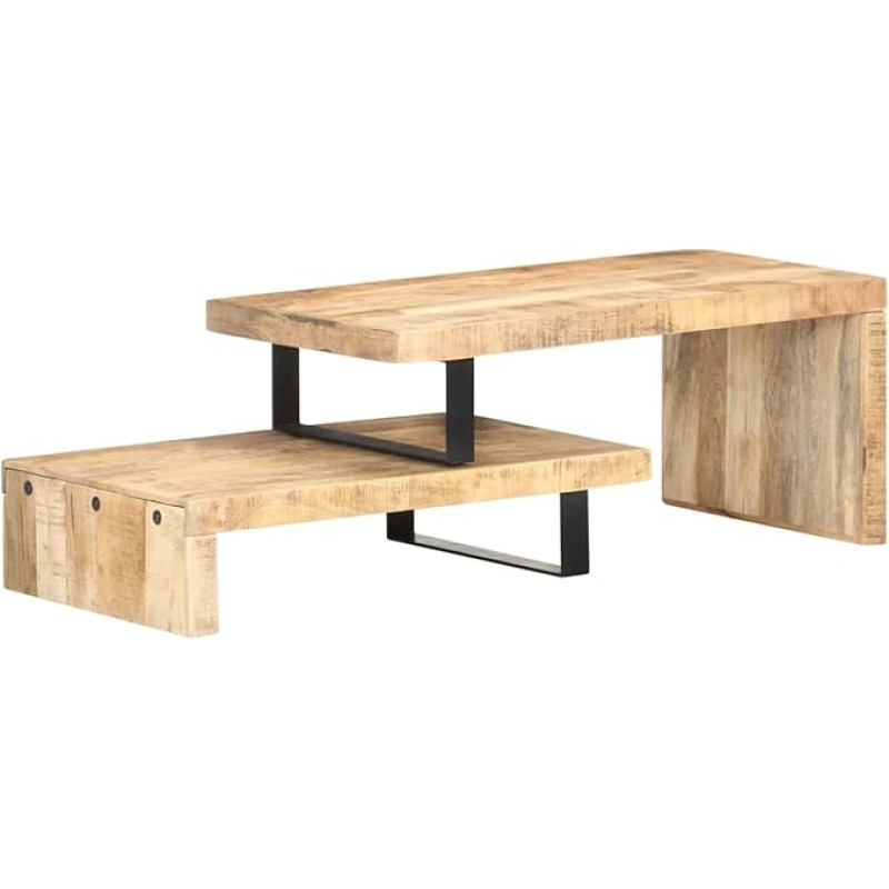 Camerina 2-Piece Coffee Table Set Solid Wood Mango Living Room Table Coffee Table Set Coffee Table Nesting Coffee Table