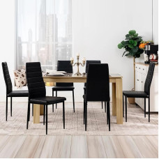 Baldai Valgomasis stalas su 6 kėdėmis, valgomojo komplektas, valgomojo komplektas su kėde su aukštu atlošu, dirbtinės odos kėdė 6 žmonėms, sėdimųjų vietų komplektas virtuvei, valgomajam, svetainei (140 x 70 x 75 cm stalas +