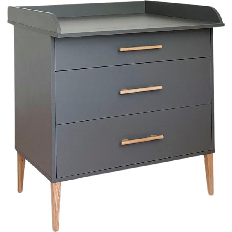 ATB ILA pervystymo stalas - pervystymo stalas 101 x 85 x 75 cm - kūdikio kambario komplektas - funkcionalūs baldai - patogi pervystymo lentyna su stalčiais - kūdikio pervystymo stalas (pilka)