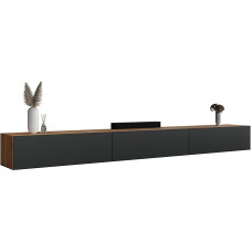 Planetmöbel TV Cabinet, TV Stand, 300 cm Long, TV Board, Hanging or Standing, TV Cabinet for Living Room, 3 x TV Furniture, 37.8 x 100 x 32.5 cm, Gold Oak/Anthracite
