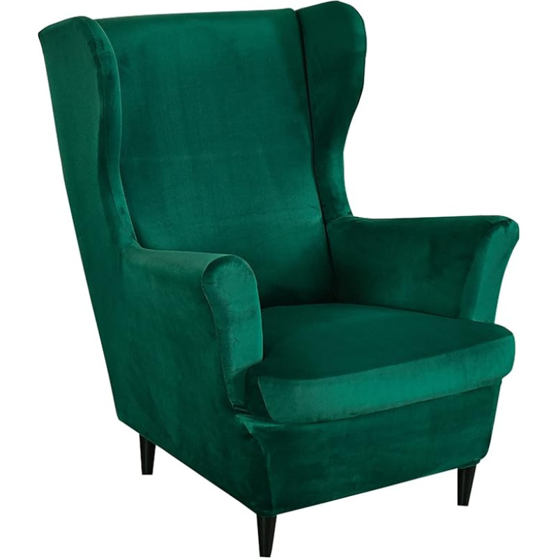 Mingfuxin Wing Chair Cover, 2-Piece Set Stretch Wing Chair Cushion Sofa Slipcovers, Velvet Armchair Throws Wings Back Chair Covers Furniture Protector for Living Room Bedroom Hotel