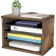 J JACKCUBE DESIGN Rustic Wooden Desk Organizer 4 skyriai Popieriaus segtuvų laikiklis namams ir biurui Dokumentų laikymo segtuvų rūšiuoklis Pašto ir laiškų dėklas MK560A
