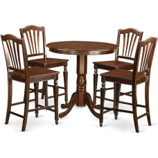 Valgomojo aukščio komplektas - valgomojo stalas ir aukštos valgomojo kėdės JACH5-MAH-W Raudonmedžio apdaila