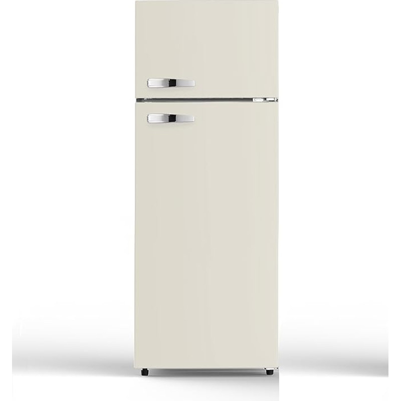 PKM GK210-2 CR Retro Fridge-Freezer | Cream | 208 L | 145 cm | 48 Litre 4 Star Freezer | 41 dB | Freestanding