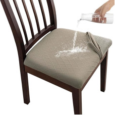 DEZYPZAM Chair Cover, Chair Cover Seat Cover, Seat Covers for Dining Room Chairs, Stretch Seat Covers for Dining Room Chairs, Washable Chair Cover (Taupe, Set of 4)