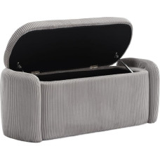 Šiuolaikinė paprasta saugojimo taburetė, dryžuoto aksomo naktinė taburetė, patogi sėdimoji vieta, svetainė, prieškambaris, miegamasis, daugiafunkcinis saugojimo suolas (šviesiai pilka + putos + aksomas)