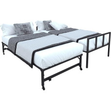 Milliard lovos rėmas su sulankstoma lova 80 x 200 cm / 160 x 200 cm - nuo viengulės iki dvivietės, tvirta metalinė svečių lova su groteliniu pagrindu, miegamojo lovos rėmas su laikymo vieta po lova, juodas