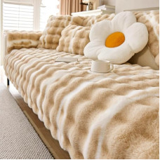 YJDZ Winter-Hasen-Sofa-Kissenbezug, rutschfest, verdickt und warm, für Wohnzimmer (helles Curry, 110 x 210 cm)