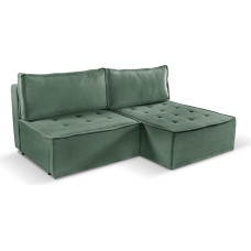 Kaiser Möbel, sofa su miego funkcija, su lovos dėže, sofa lova Bohoo, dizainerio sofa, modernaus dizaino sofa, minkštas kampas, laisvai pastatoma, audinys Raven Light Green, dešinė