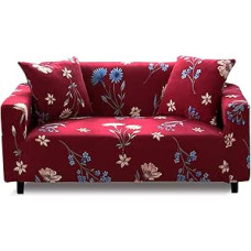 PETCUTE Sofos užvalkalas, 3 vietų elastingas sofos užvalkalas, gėlių raštas, apsauginis užvalkalas, poliesterio sofos užvalkalas, namų dekoras, raudonas