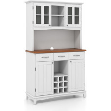 KOMFOTTEU Buffet Cabinet, Kitchen Cabinet, Wooden Display Cabinet, Tall Cabinet with Wine Rack & 3 Drawers, Wine Cabinet, Door Cabinet with Glass Door, Storage Cabinet, 112 x 41.5 x 184.5 cm, White