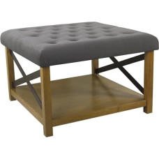 HomePop Grey Tufted Ottoman with Wooden Storage