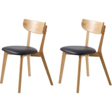 FJORDFORM Valgomojo kėdžių rinkinys iš 2 ąžuolo masyvo kojų Dirbtinės odos sėdynė juoda PU