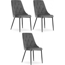 NMK HOME Valgomojo kėdės 3 aksominių virtuvės kėdžių su paminkštinta sėdyne ir atlošu rinkinys Elegantiškas dizainas šiuolaikiniam dekorui