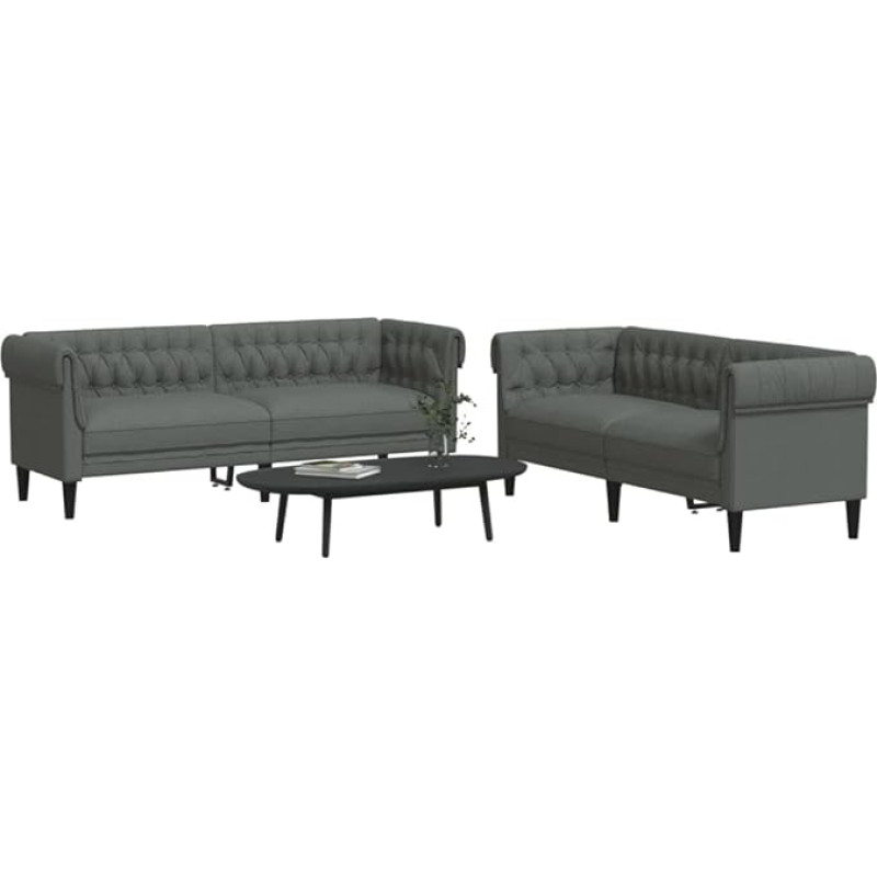 CIADAZ 3209201 2-Piece Sofa Set, Dark Grey Fabric, Lounge Sofa, Sofas & Couches, Relaxing Sofa, Couch for Living Room, Couch with