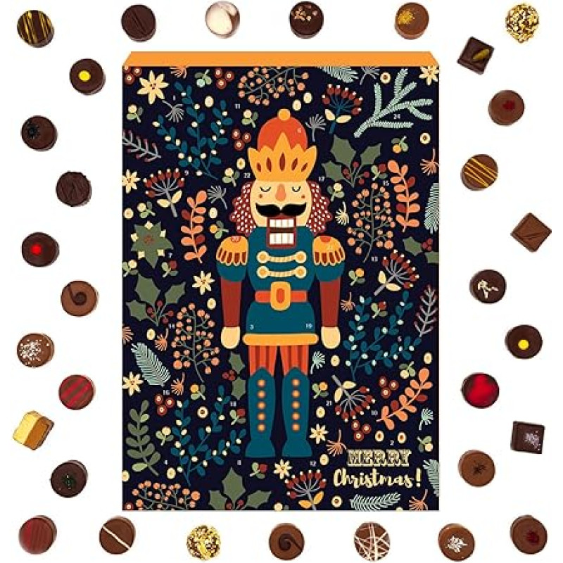 Hallingers Nutcracker Vegan Advent Calendar Chocolates Gift Handmade Part with Alcohol from Chocolate Vegan (Box) - Fill Advent Calendar Novelties & Advent Calendar | Congratulations Hanukkah F