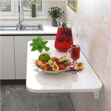 Klapptisch zur Wandmontage, für Arbeitszimmer, Schlafzimmer, Balkon, Küche, weiß, 22 Größen, platzsparender Schreibtisch, Wandschreibtisch, zusammenklappbar, einfache Installation, Mehrzwecktisch