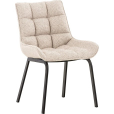 CLP Saranda Valgomojo kėdė audinys I Kėdė su dygsniuotomis sėdynėmis I Minkšta kėdė su 47 cm aukščio sėdyne Spalva: dramblio kaulo spalva Rėmo spalva: juoda