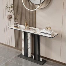 ZXTRYBHD Modern Console Table, Entrance Table, Industrial Foyer Accent Table, Slim Telephone Table for Living Room, Entryway, Bedroom (Brown, 80 cm / 31.4 inches)