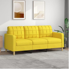 Brokky 3 vietų sofa šviesiai geltona 180 cm audinio sėdynių rinkinys Gyvenamasis kambarys dėžutė spyruoklė sofa
