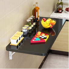 Robuster Klapptisch zur Wandmontage, für kleine Räume, 61 x 30,5 cm, idealus Küche, Waschküche und Restaurant, Schwarz