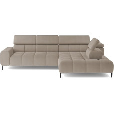 DomiMeble DomoHome Minkšta kampinė L formos dešiniojo kampo sofa su miego funkcija, maža 3 vietų reguliuojami galvos atlošai ir sėdynė, audinys: Salvadoras, 177 x 270 x 99 cm, smėlio kreminės spalvos