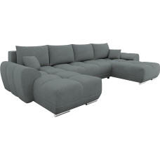 Mirjan24 Lonkor U kampinė sofa, kampinė sofa su miego funkcija, lovos dėžė, U forma, simetriškas otomanas, sofa-lova, gyvenamasis kraštovaizdis (Velo 635)