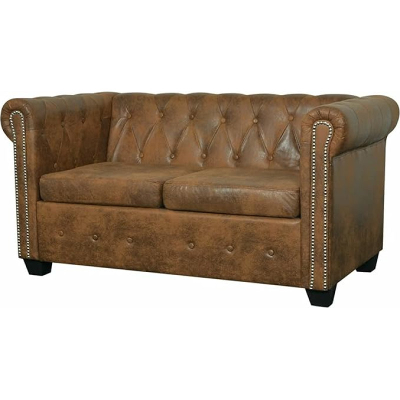 LAPOOH Chesterfield sofa 2 sėdimų vietų sofa-lovelė gyvenamajam kambariui Svetainės sofa apartamentams Didelės sofos Dirbtinė oda Ruda